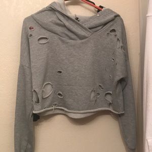 Long sleeve crop top hoodie